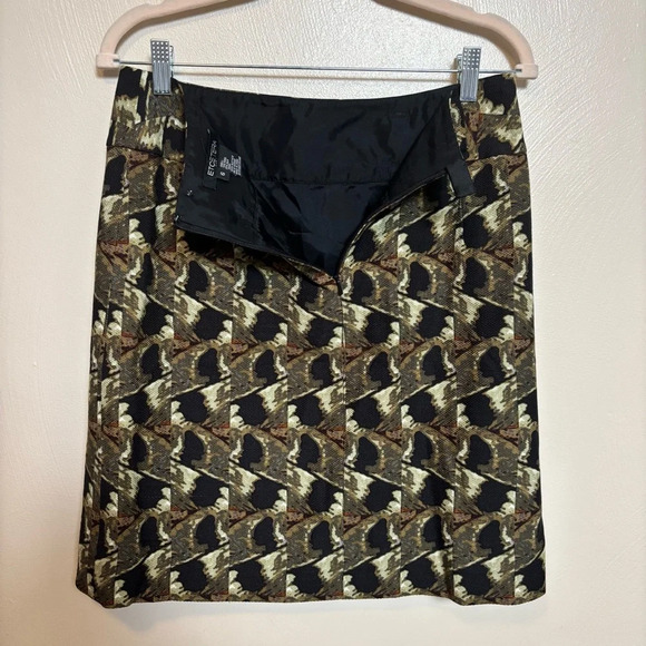 Ectetera Womens Wool Silk Skirt Geometric Animal Print Unique Black Green Size 6 - Picture 5 of 6